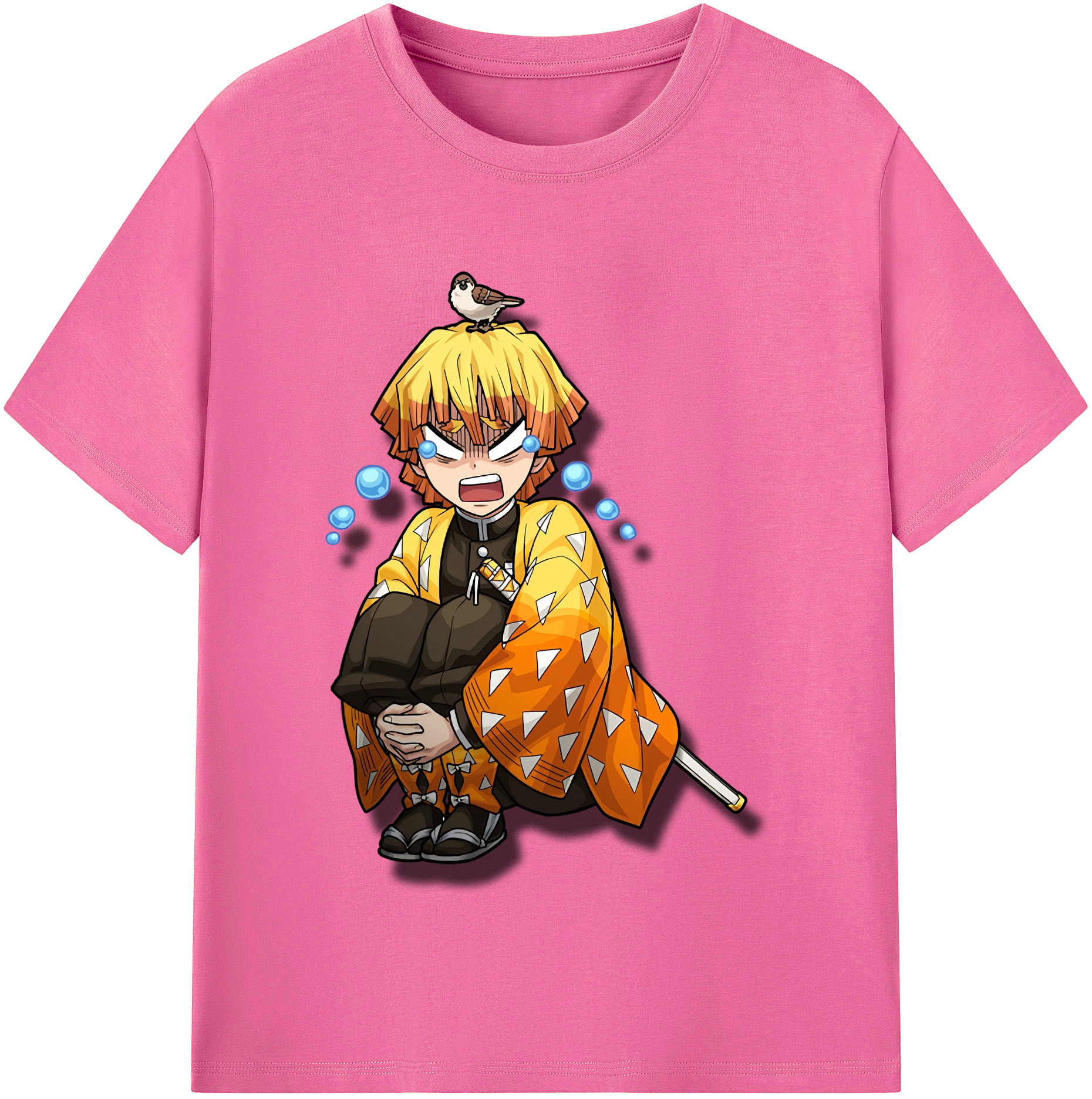 （画像用） 鬼滅の刃（きめつのやいば）我妻 善逸／あがつま ぜんいつ Agatsuma Zenitsu レディースカジュアルプリントTシャツ（綿100％）